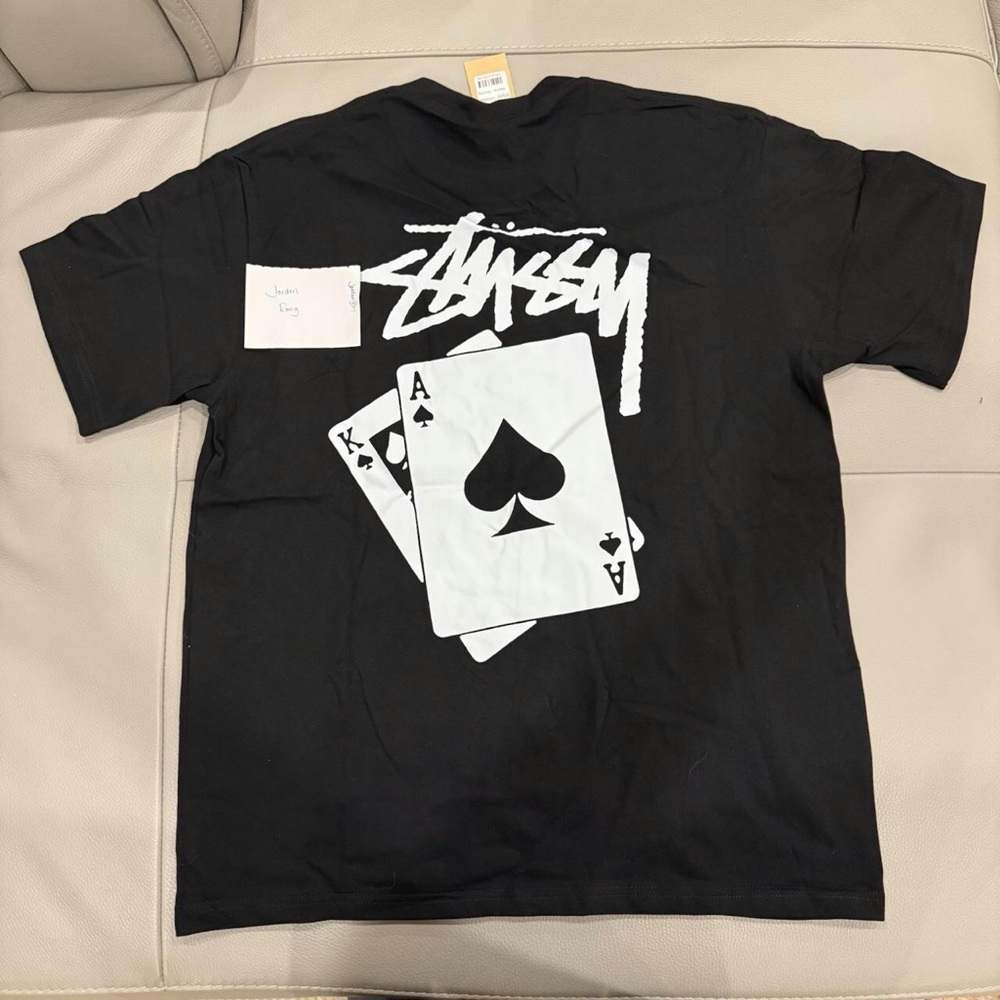 Stussy Black Tee with Ace and King Graphic